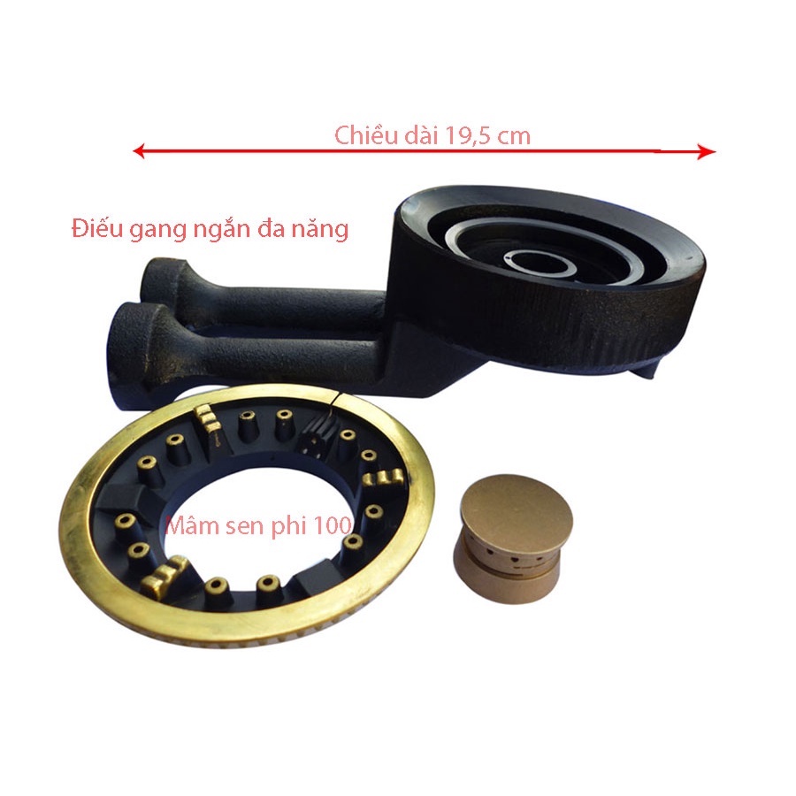 Bộ Họng Gang + Mâm Chia Lửa Φ 10cm Lọt Lòng 5.8cm, Đầu Hâm 3cm