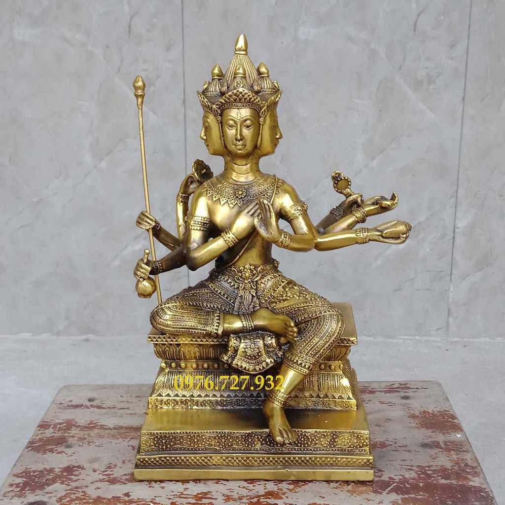 Tượng thần 4 mặt mẫu thái lan cao 24cm, tượng thần 4 mặt bằng đồng, tượng phật bằng đồng