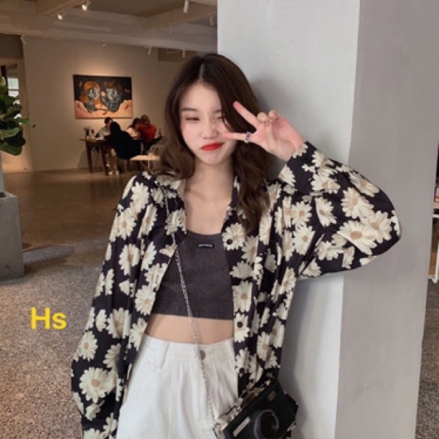 Áo sơmi hoa cúc dài tay HSN987