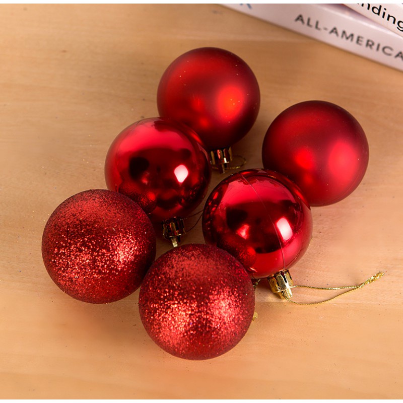 Set 6 quả châu 4/6cm trang trí Giáng sinh cây thông Noel, tiệc sự kiện