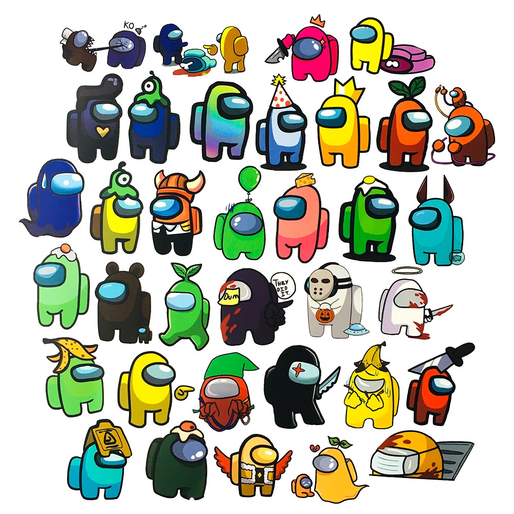 Set 100 sticker among us dán điện thoại laptop mũ bảo hiểm