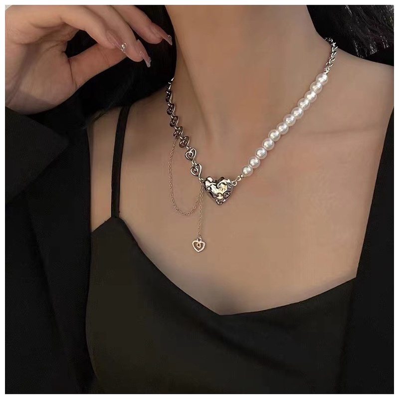 Vòng Cổ Đính Ngọc Trai Hình Trái Tim Xinh Xắn Cho Nữ