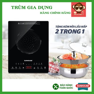 Bếp từ đơn Sunhouse SHD6808, bếp từ Sunhouse SHD6808, công suất 2000W tặng kèm nồi lẩu và xửng hấp to.