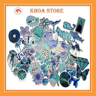 Sticker Graffiti màu xanh đại dương VSCO hot nhất chống nước hình dán xe vali laptop mũ bảo hiểm bàn học ván trượt
