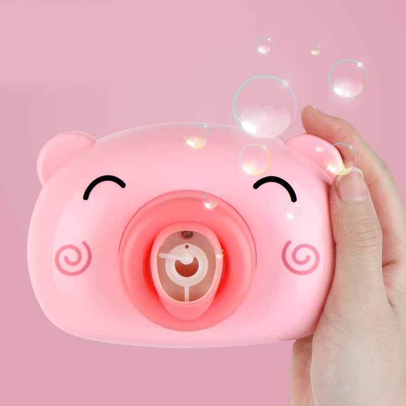 Đồ chơi máy ảnh thổi bong bóng tự động có nhạc hình chú heo hồng đáng yêu cho bé