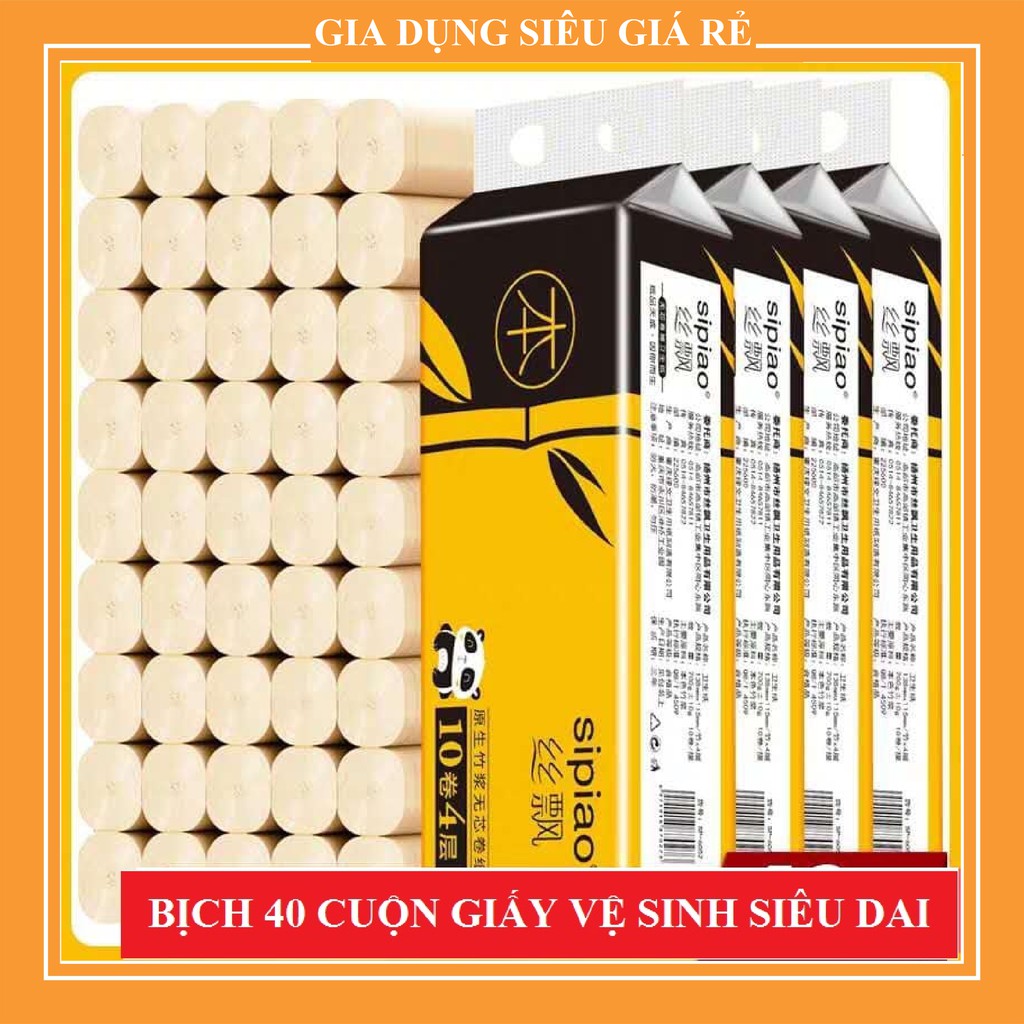 BỊCH GIẤY VỆ SINH GẤU TRÚC SIPIAO 40 CUỘN (4 DÂY X 10 CUỘN) ( SIÊU GIÁ RẺ )