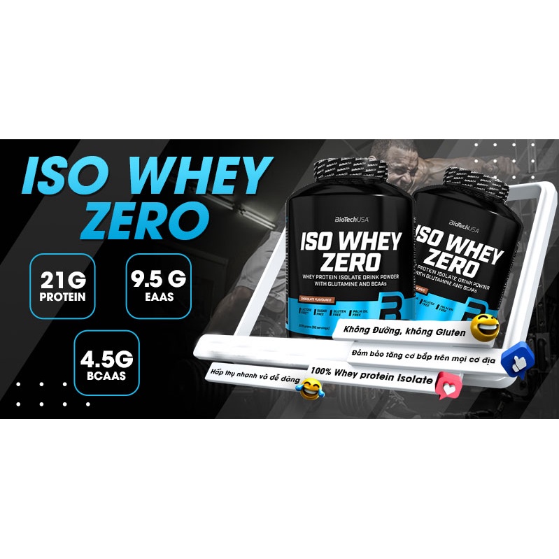ISO WHEY ZERO Sữa Whey Dinh Dương Tăng Cơ Phục Hồi Cơ Bắp Whey Isolate Protein BioTech ISO WHEY ZERO 5lbs 90 Ser