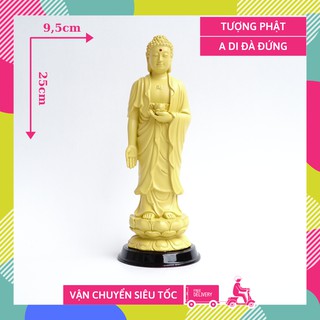 Tượng phật a di đà đứng vàng đất - cao 25cm