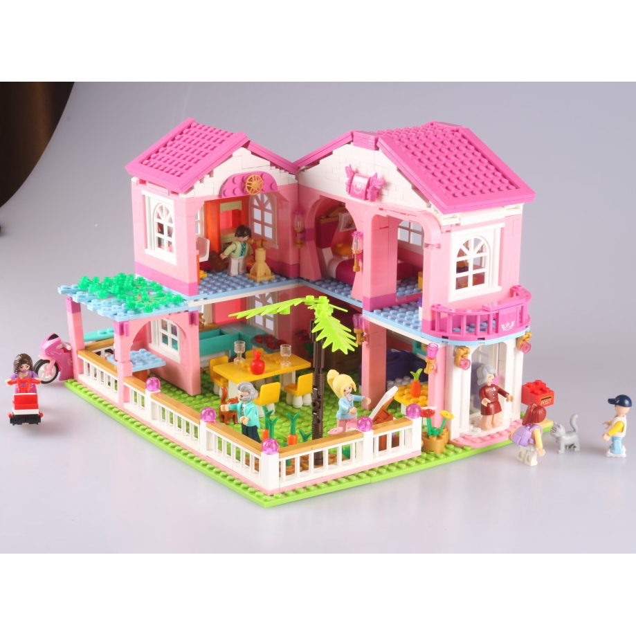 896 CÁI Sluban 0721 Friends Series City Girl Garden Villa House Building Blocks Tương thích lego Đồ chơi cho bé gái tự làm cho trẻ em