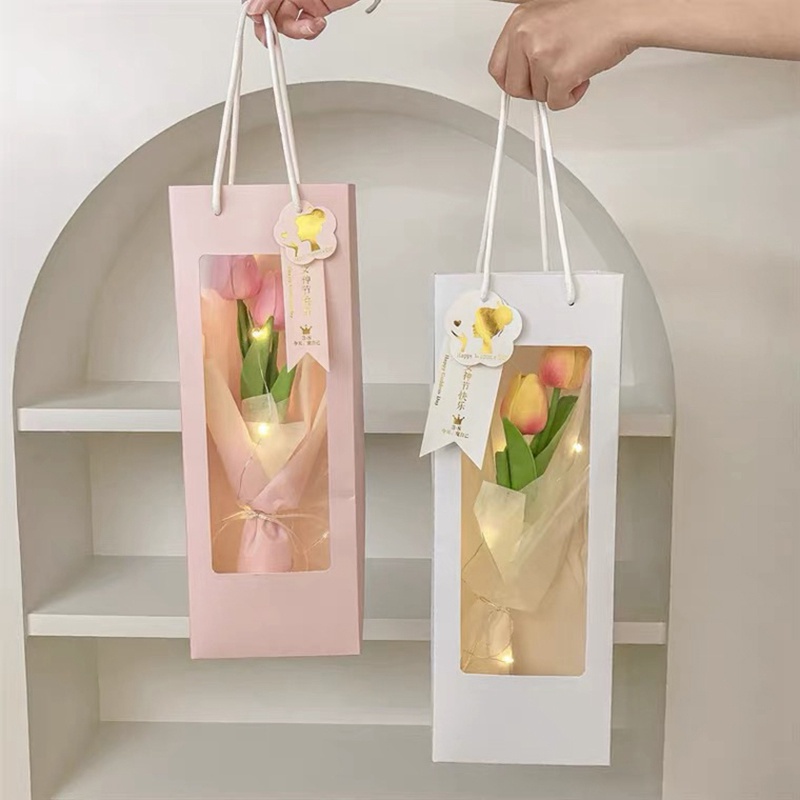 Hộp Quà Sinh Nhật Với Cửa Sổ Trong Suốt Và Tay Cầm Túi Giấy