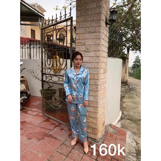 Bộ PIJAMA lụa sau sinh ( bầu bú 2in1)