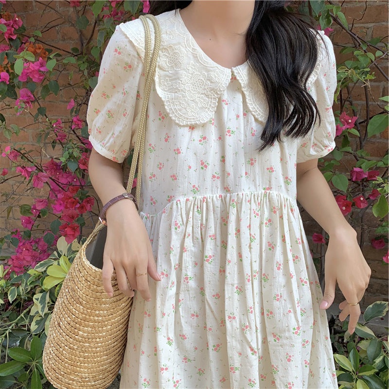 Đầm Hoa Cổ Búp Bê Dễ Thương Thời Trang Mùa Hè Cho Nữ