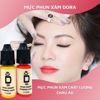 Mực phun xăm môi, mày hữu cơ Dora siêu đậm 10ml, mực phun xăm chính hãng