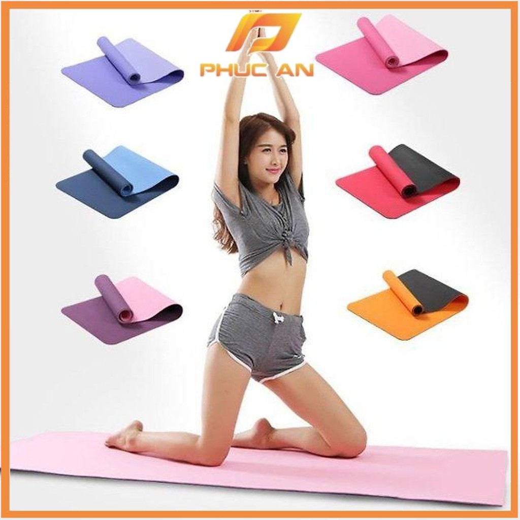 Thảm tập YOGA TPE cao cấp 6mm 2 lớp chống trơn trượt, Thảm tập GYM -Thể thao Phúc An