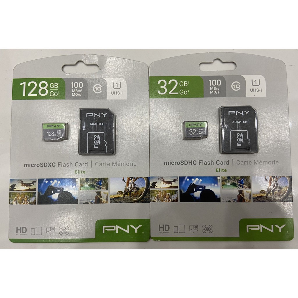 Thẻ nhớ MicroSDXC 128GB và 32G  PNY Elite 100 MBs