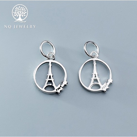 Charm bạc hình tròn chứa tháp treo - NQ Jewelry