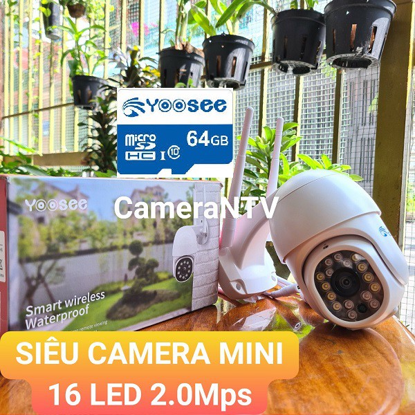 CAMERA IP WIFI PTZ YOOSEE MINI 16 LED HD1080 kèm thẻ nhớ Netac/Yoosee - Xoay 360 độ, chống nước