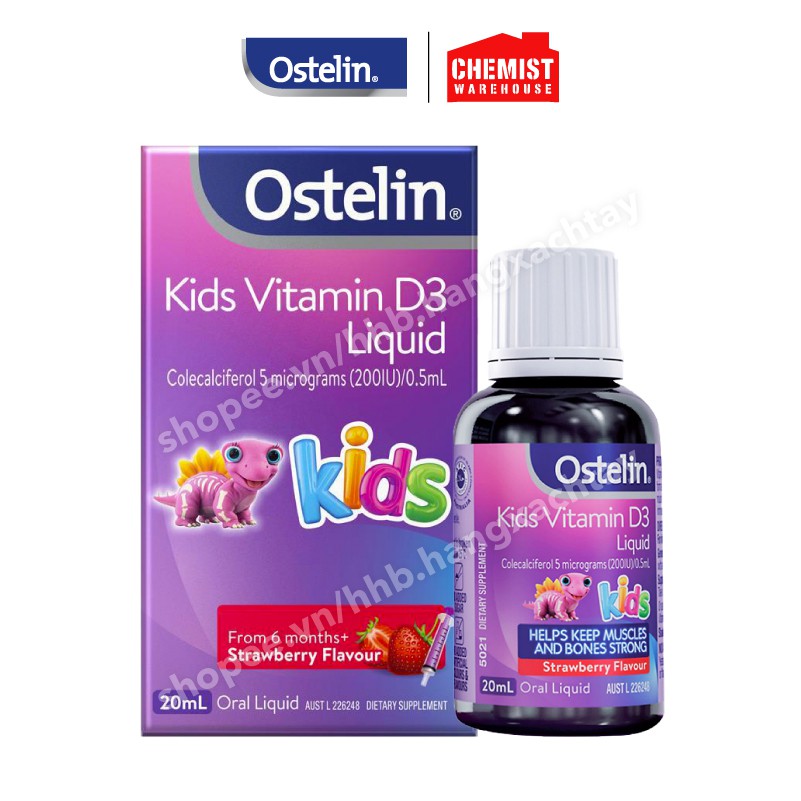 Vitamin D3 Ostelin cho trẻ nhỏ Ostelin Kids Vitamin D3 Liquid 20ml - Xuất xứ Úc