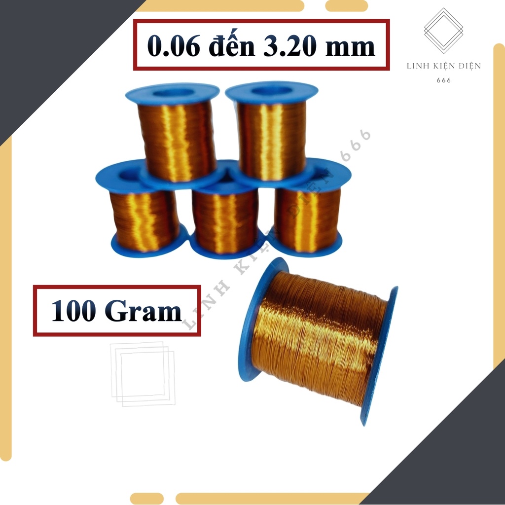Dây Đồng Cách Điện (0.06 - 3.20 mm) 100 Gram Quấn Biến Áp Quấn Motor