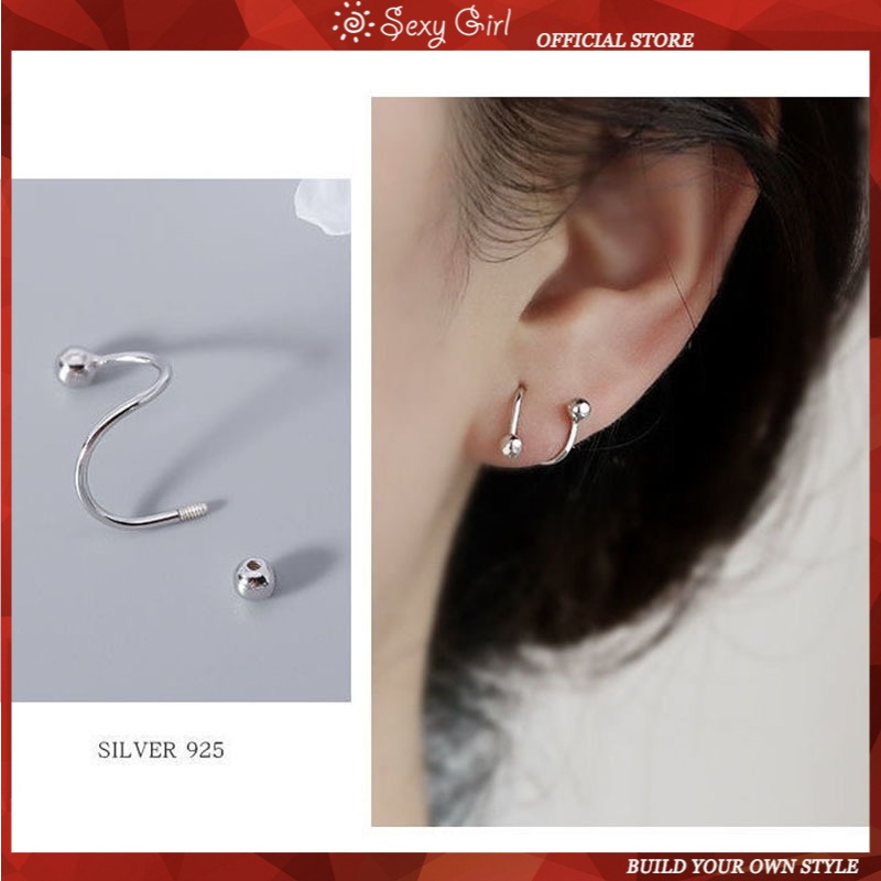 Khuyên Tai Nhỏ Thiết Kế Gợn Sóng Đơn Giản Thời Trang Phong Cách Punk Hiphop Cho Nữ