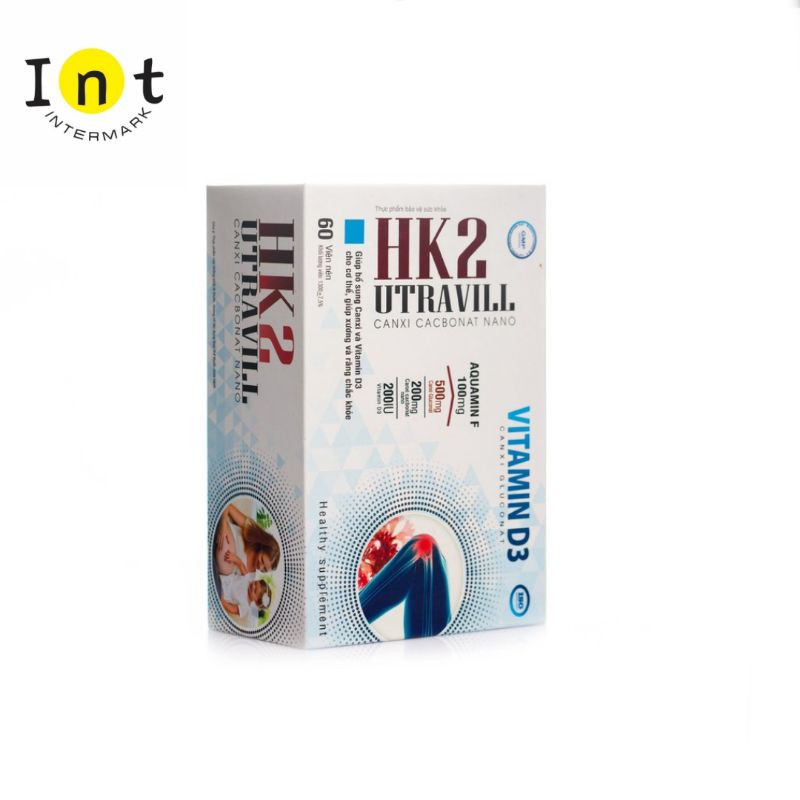 Hộp 60 Viên Canxi Hoàng Kim HK2 Utravill Bổ Sung Canxi Và Vitamin D3