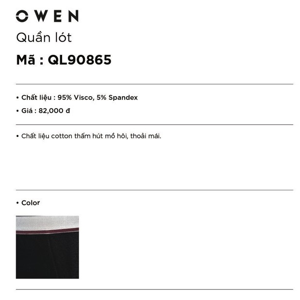 Quần Lót Nam Owen QL90865 Kiểu Quần Sịp Nam Tam Giác Chất Liệu Visco Màu Đen