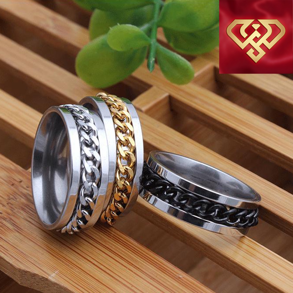 Nhẫn khui bia dây xích xoay unisex nam nữ cao cấp titan mạ giá rẻ bền đẹp
