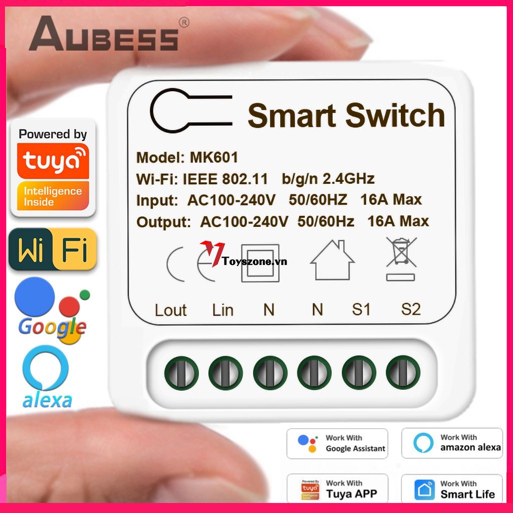 Tuya MINI Wifi Không Dây Thông Minh Chuyển Đổi 16A/10A Supporte 2-cách điều khiển Hẹn Giờ Không Dây Thiết Bị Chuyển Mạch làm việc với Alexa google Nhà