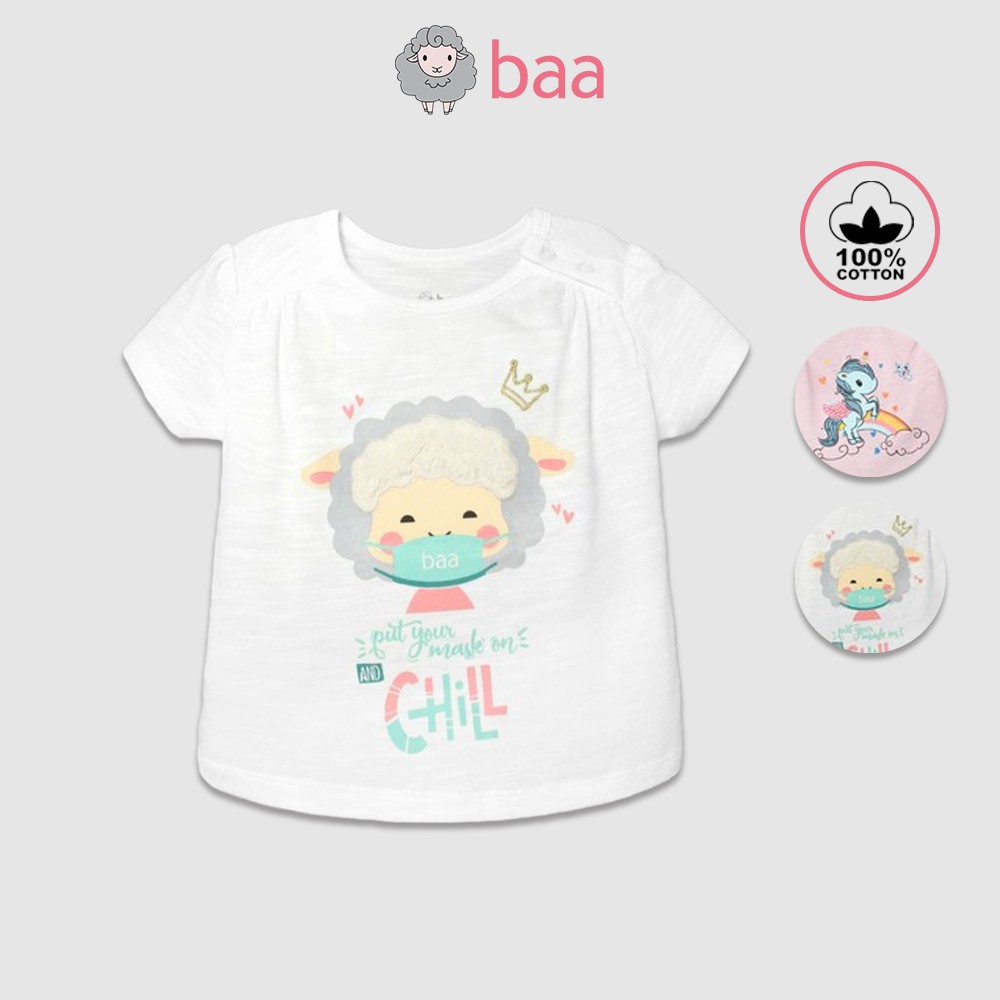 Áo thun BAA BABY tay ngắn in họa tiết basic cho bé gái - GT-AT17N