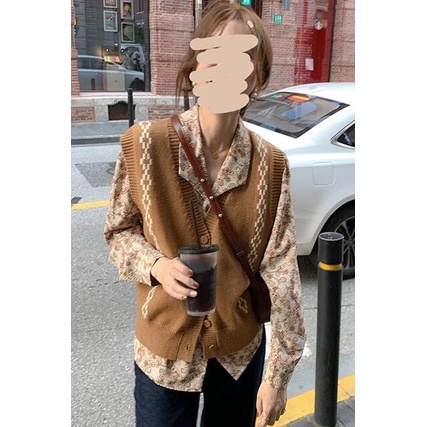 Áo khoác len không tay kẻ sọc phối màu thời trang mùa thu kiểu retro cho nữ | BigBuy360 - bigbuy360.vn