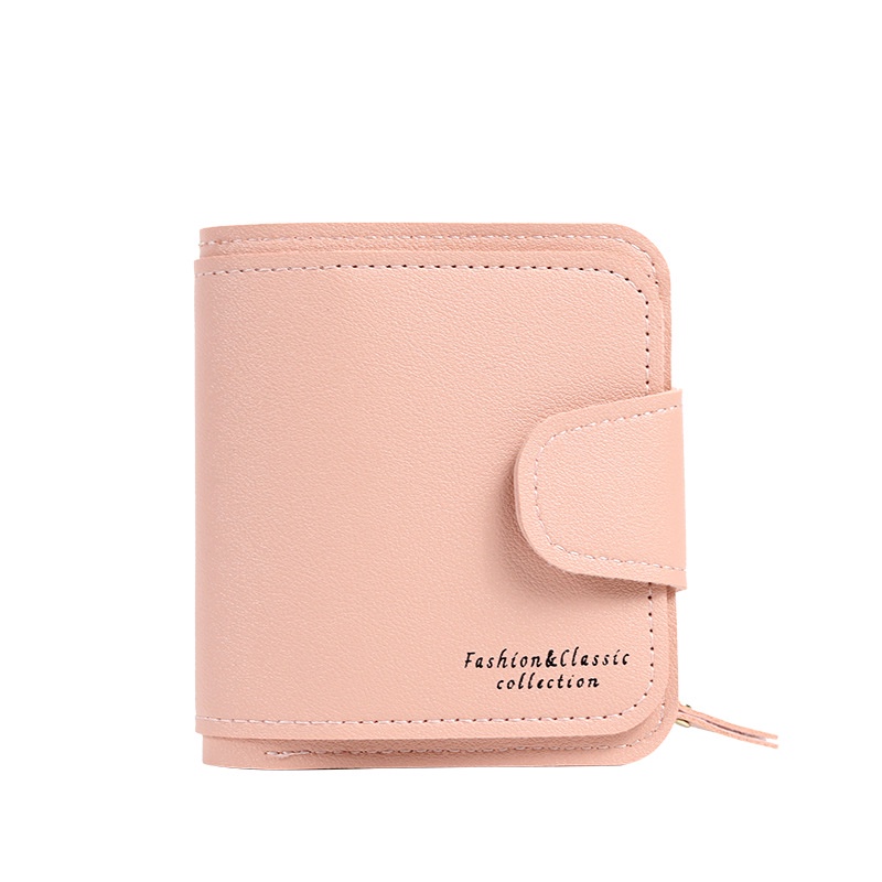Ví Da Pu Dáng Ngắn Dạng Gập Có Khóa Kéo Đơn Giản Thời Trang 2022 Cho Nữ