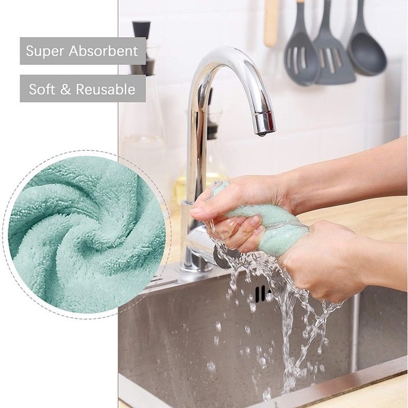 1 Khăn Lau Thấm Nước Nhanh Khô Bằng Sợi Microfiber Dành Cho Nhà Bếp