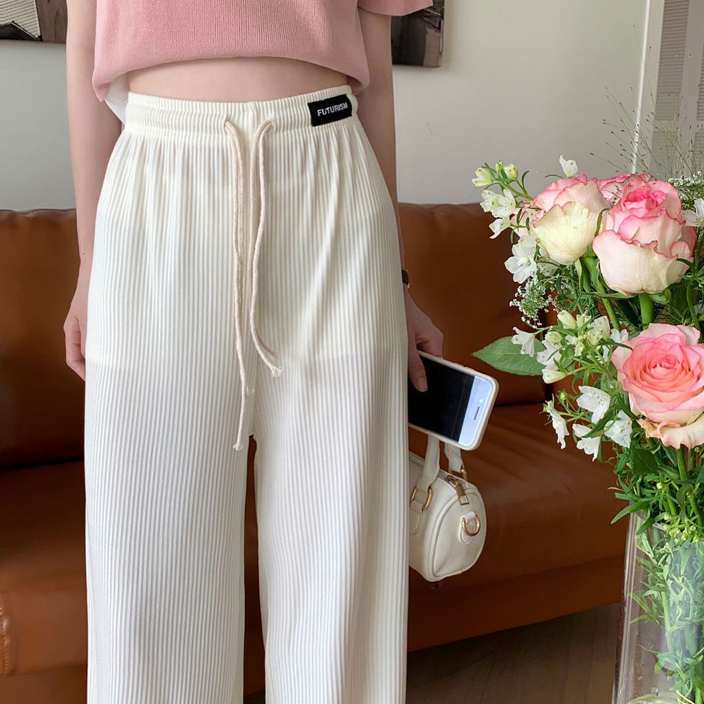 Quần Dài Lưng Cao Ống Rộng Thiết Kế Mới Thời Trang Theo Phong Cách Hàn Quốc Dành Cho Nữ