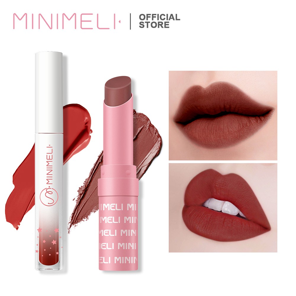 [Mã FMCGMALL - 8% đơn 250K] Set Son Lì MINIMELI ML682 + ML684 Lâu Trôi Hôn Không Lem 55g