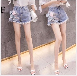 [Hàng oder 10-15 ngày về] Quần short jeans hoa 3D