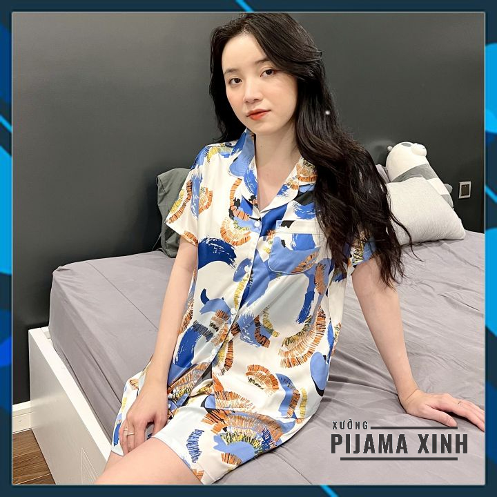 ĐỒ BỘ NỮ - PIJAMA HÀNG THIẾT KẾ Bộ Mặc Nhà Chất Lụa Latin Họa Tiết Vải Cao Cấp Mềm Mịn