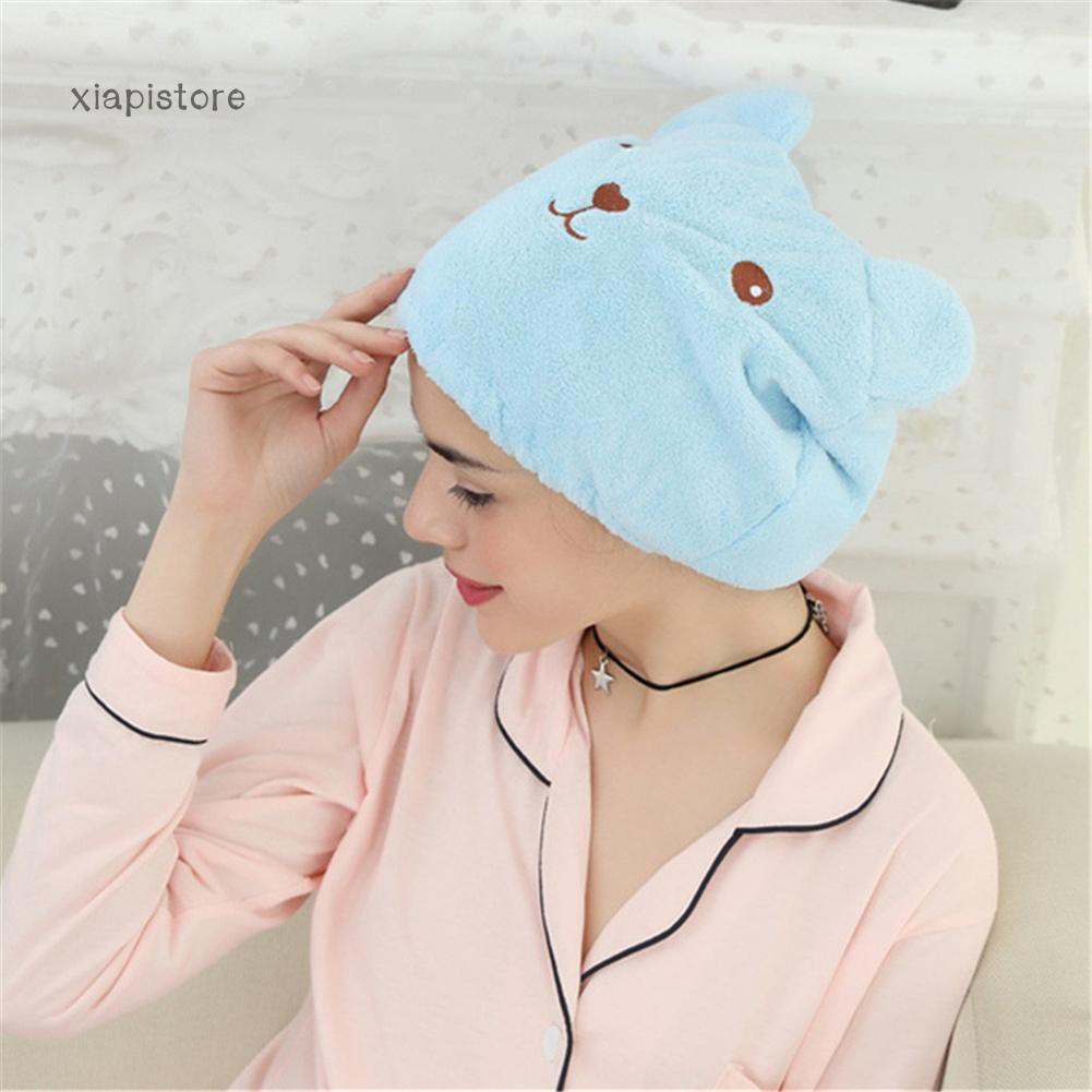 Nón trùm tóc hình gấu dễ thương giúp mau khô tóc