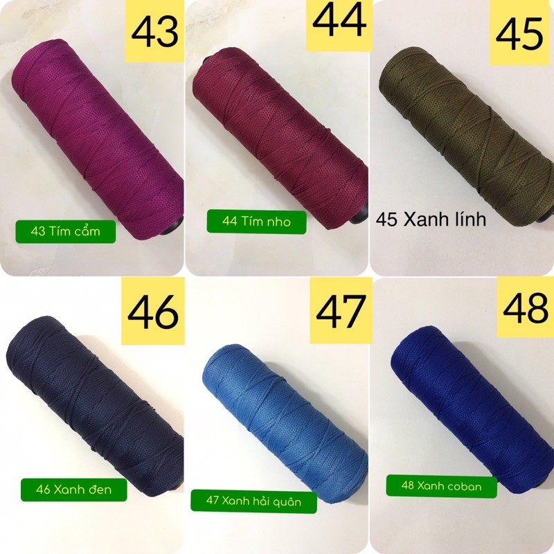 Sợi dệt trơn cotton lõi đen 125gr ( Bảng màu từ 43-64)