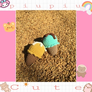 [ưu đãi shop mới] Móc khoá, móc treo balo bằng len hình cây kem ốc quế siêu cute