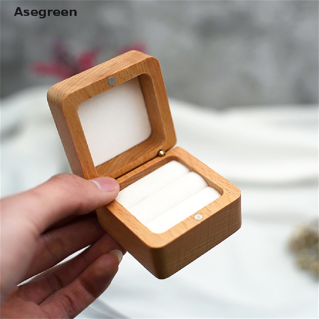 Hộp Đựng Nhẫn Cưới / Đính Hôn Bằng Gỗ Mộc Mạc