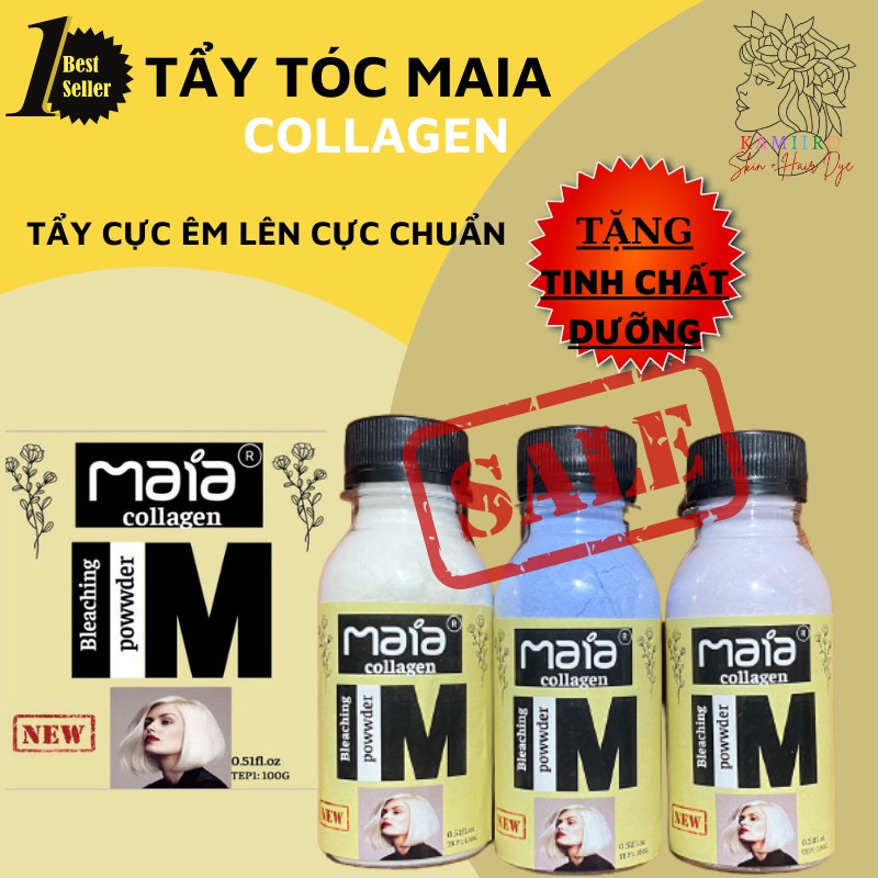 [ TẶNG DƯỠNG TẨY ]Tẩy tóc MAIA BLEACHING POWDER COLLAGEN - Tẩy cực êm, lên cực chuẩn KAMIIRO