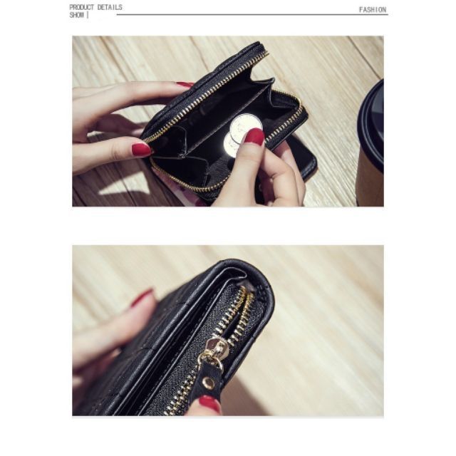 Bóp ví nữ mini ô vuông trần bông kiểu caro da mềm Hàn Quõc -  vi theloan TLVI0079