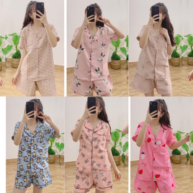 BỘ PIJAMA KATE NGẮN TAY QUẦN ĐÙI NHIỀU HOẠ TIẾT CỰC ĐẸP