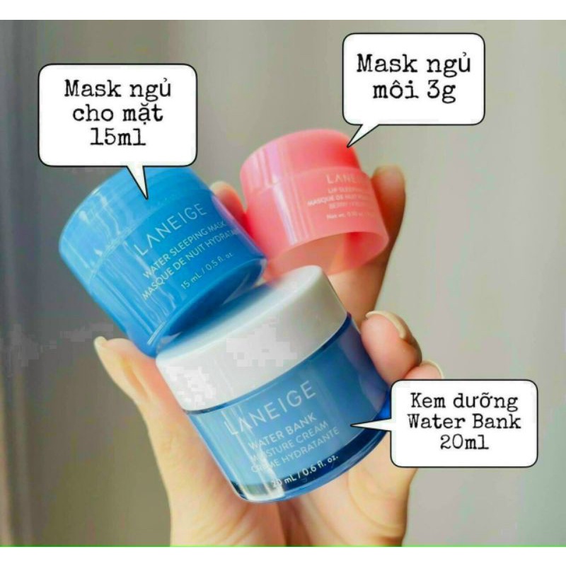 [CHÍNH HÃNG]Set 3 Món Mặt Nạ Ngủ Laneige, Mặt nạ môi, Kem dưỡng siêu cấp nước