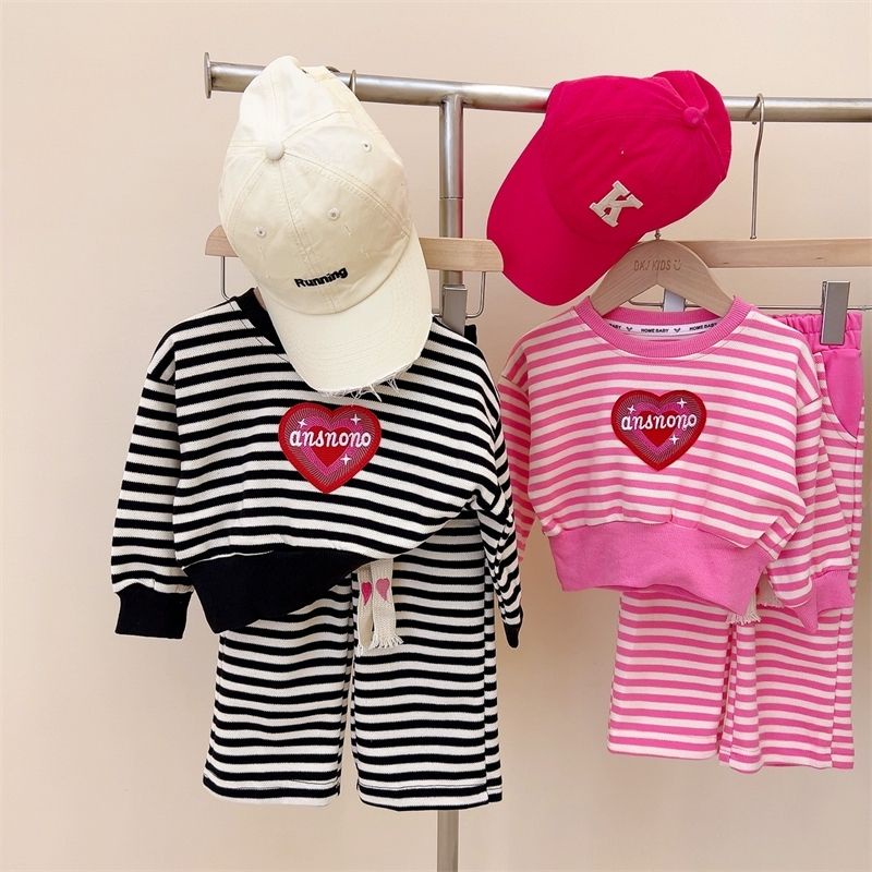 Bộ Đồ Thể Thao Hai Mảnh Áo Sweater Kẻ Sọc + Quần Ống Rộng Phong Cách Hàn Quốc Thời Trang Mùa Thu 2022 Mới Dành Cho Bạn