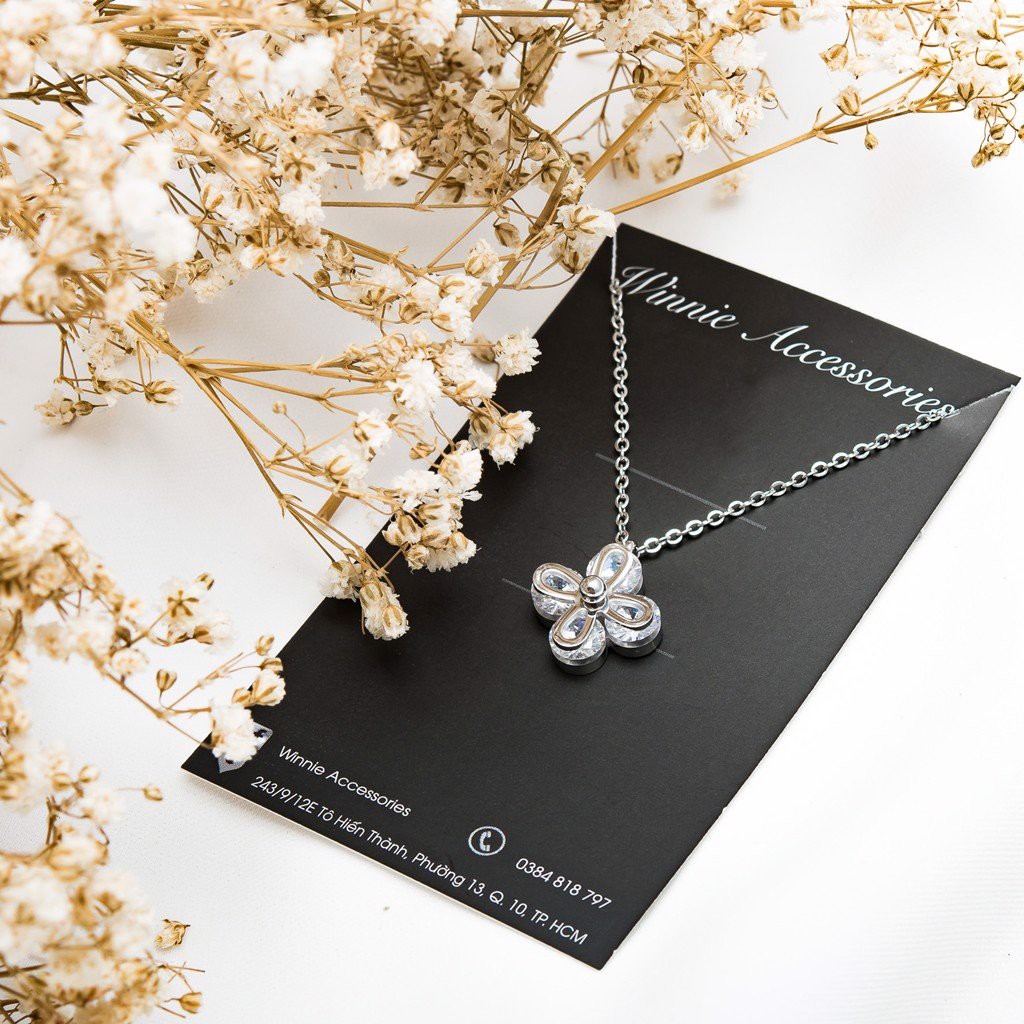 Dây chuyền nữ titan hoa đá bạc