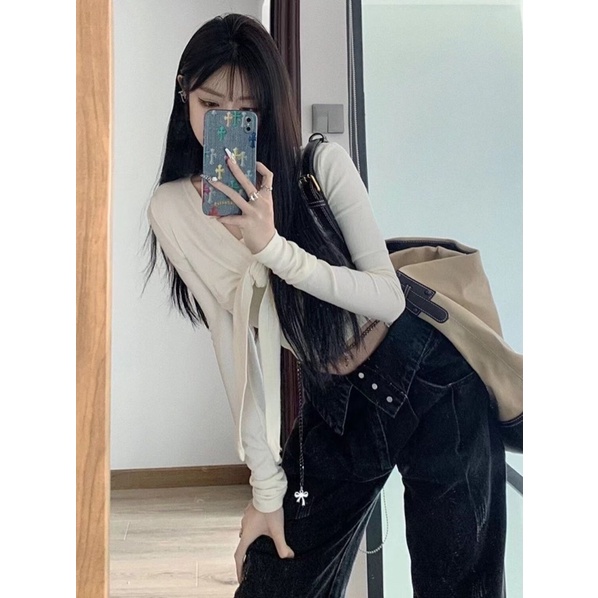8012 | Quần Bò Đen Mài Bạc Cạp Bẻ Gập Cá Tính Quần Jeans Jennie Dáng Ống Rộng Hàn Quốc