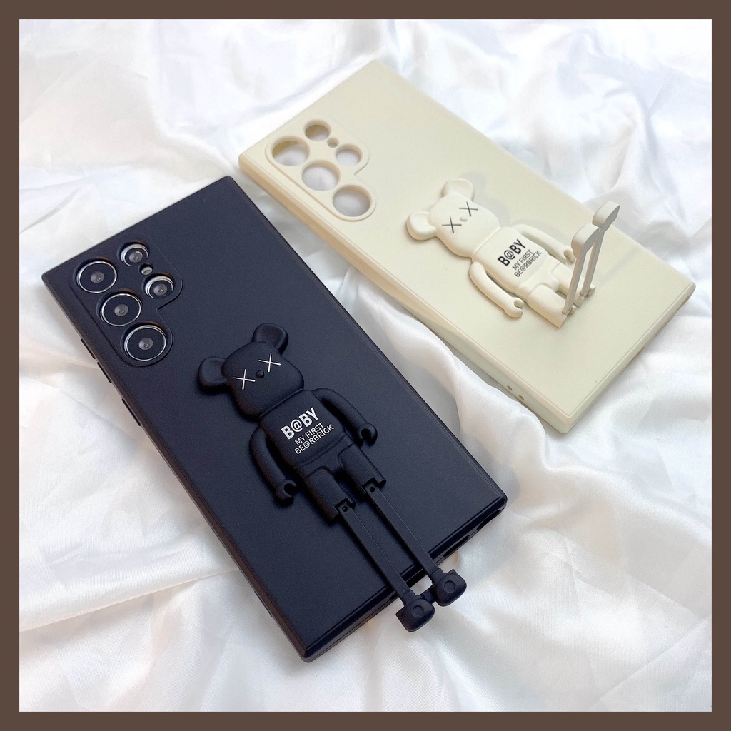 Ốp Điện Thoại TPU Dẻo Vuông Có Giá Đỡ Hoạt Hình Samsung Galaxy S23 S23 + S22 S21 S20 Note 20 10 Ultra Plus FE