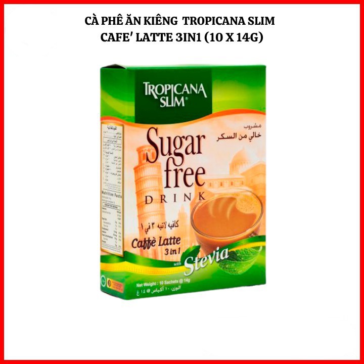 Cafe Ăn Kiêng Latte 3 in 1 Tropicana Slim, Dành Cho Người Ăn Kiêng Giữ Dáng, Bệnh Tiểu Đường