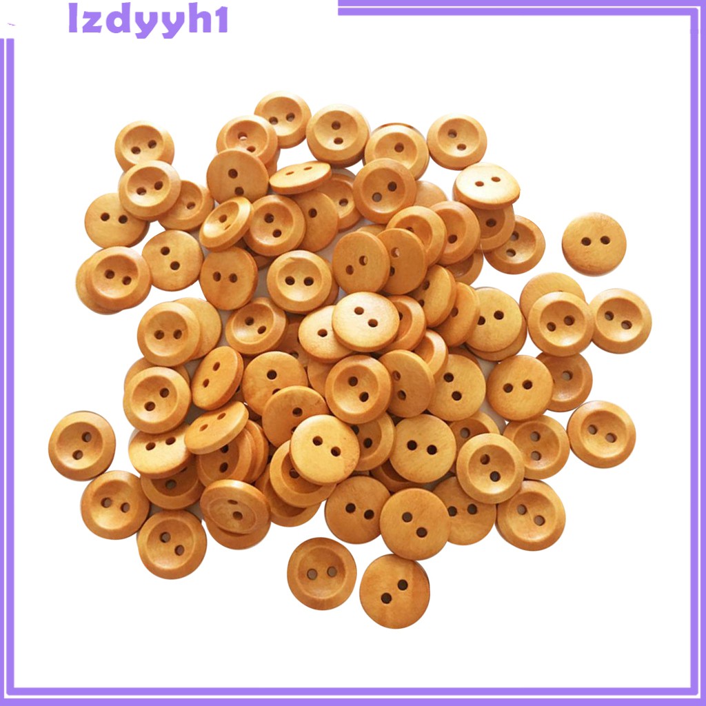 Set 100 Nút Gỗ Tròn 2 Lỗ Sơn Màu Sắc Tự Nhiên Trang Trí Quần Áo JoyDIY